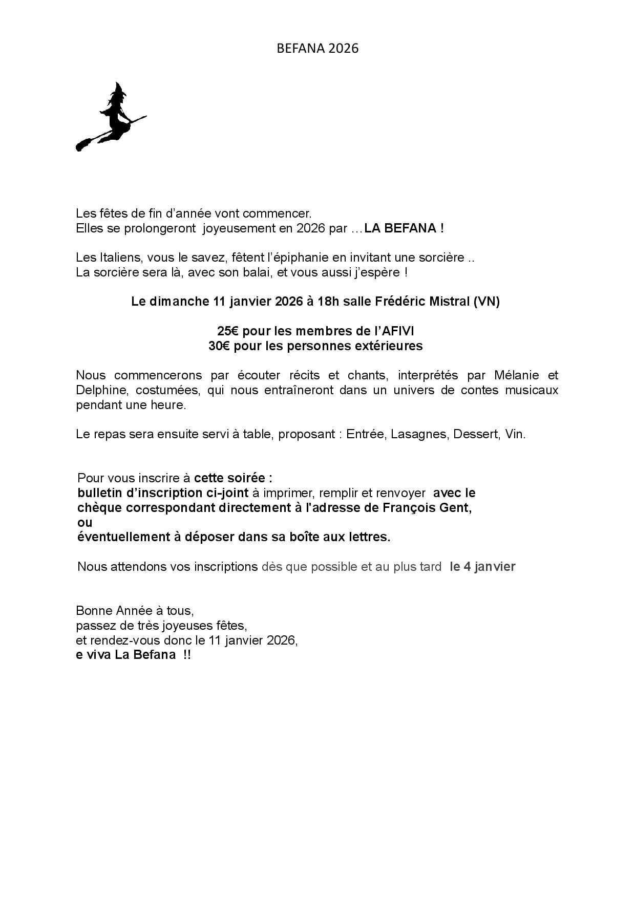 Befana 2026 annonce 1